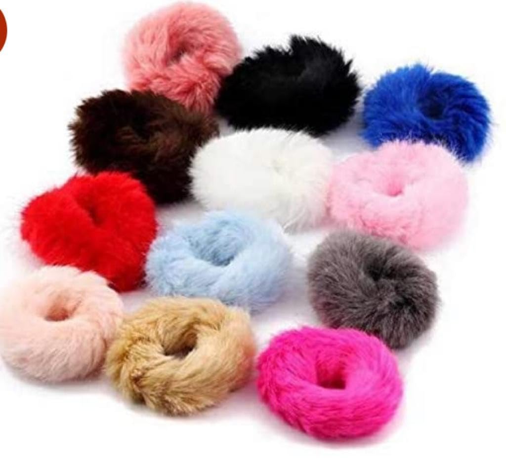 DEEGLO Rabbit Faux Fur Fluffy Elastic Rubber Ponytail Holder Hair Bands | Multicolor, Pack of 12 (B0CJV3DCPG) Amazon Price History, Amazon Price Tracker