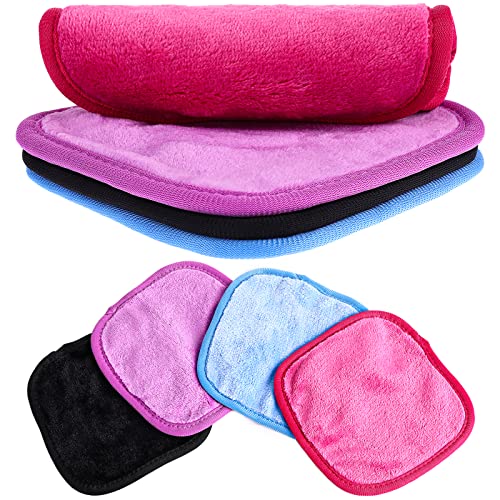 Sibba 4 PCS Makeup Cloth Remover Reusable Soft Microfiber Face Washing Pads Wash Body Facial Make-Up Towels Washcloths Cleansing Wipe Out Daily Travel Eye Skincare Remove Cosmetic Rags - Image 3