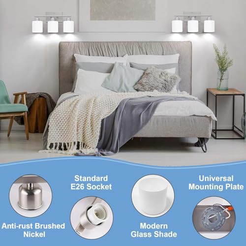 Image of 18 Inches Bathroom Light Fixtures Over Mirror Brushed Nickel