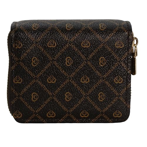 Ladies' credit card small wallet, double zipper large capacity card storage box, with 9 card slots and 4 change slots, 4.33 x 3.54 x 1.57 inches, coffee color2