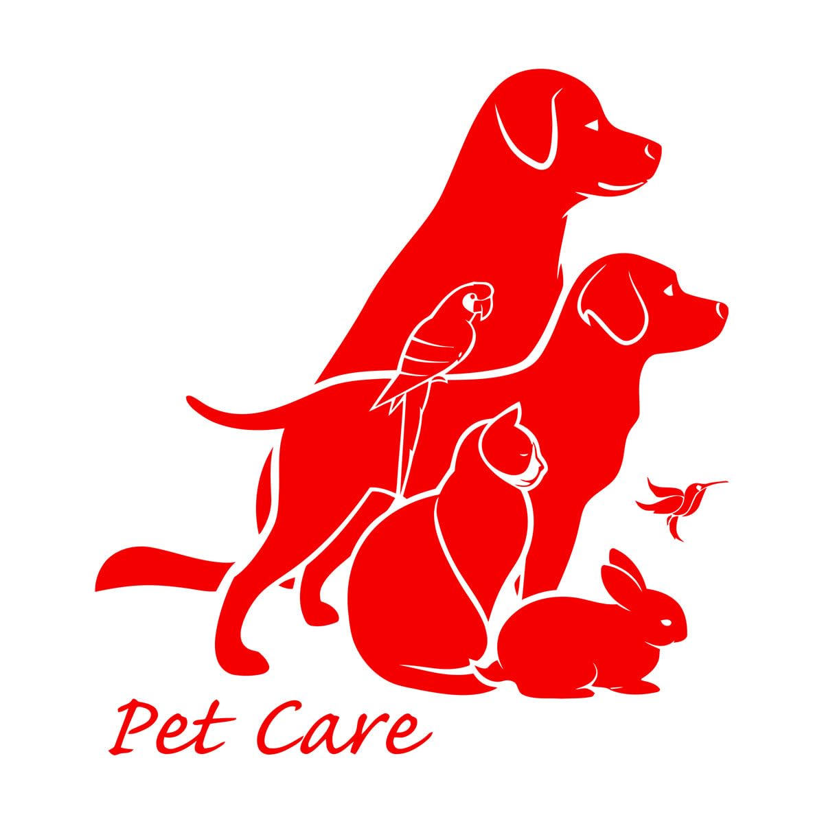 Pet Care Dog Cat Parrot Rabbit Home Animals Wall Stickers Paster Paper 54x60.5cm Personalized Customization Large red