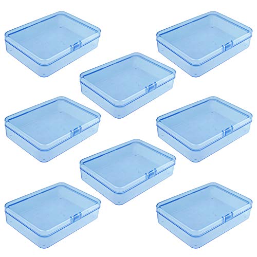 Goodma 8 stuks rechthoekige plastic dozen lege opbergorganizer containers met scharnierende deksels voor kleine voorwerpen en andere ambachtelijke projecten (blauw, 115 x 85 x 28 mm)