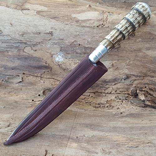 Facas Gaúcha, 1007RT, Faca N 7 Aço Inox Cabo Rabo de Tatu e Bainha Churrasco, cor Marrom, Couro