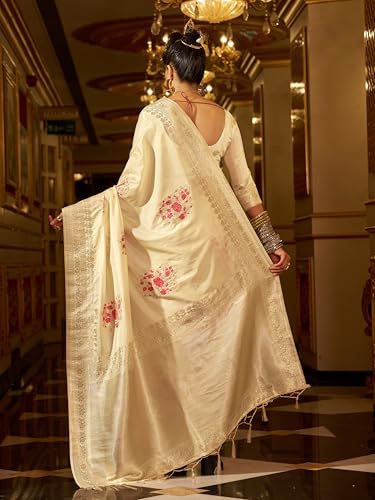 Image of SWORNOF Women's Banarasi silk Saree With Unstitched Blouse Piece