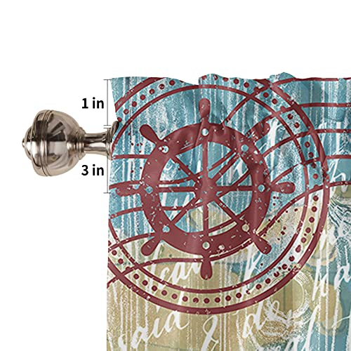 Sodika Kitchen Curtain Valance For Kitchen And Bathroom Room Darkening Rod Pocket Window Treatment Valance,Nautical Theme Sea Turtle 1 Panel, 54 X 18 Inch #TOP4