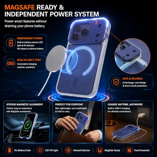 iPhone 17 Pro Max Selfie Light Case, MagSafe Compatible Phone Case Blue — view 4