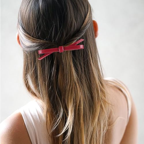 2 Pinzas Rojo Oscuro con Moño Vintage para Mujer miniatura 6