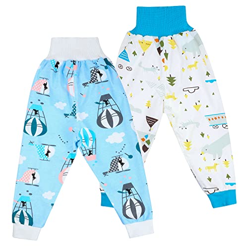 FLYISH DIRECT Baby Windelhosen, Hohe Taille Baby Töpfchen Trainingshose Baby Windelrock Baumwolle Sleepy Windelhose für Kinder für das Töpfchentraining, 2 Stück, L