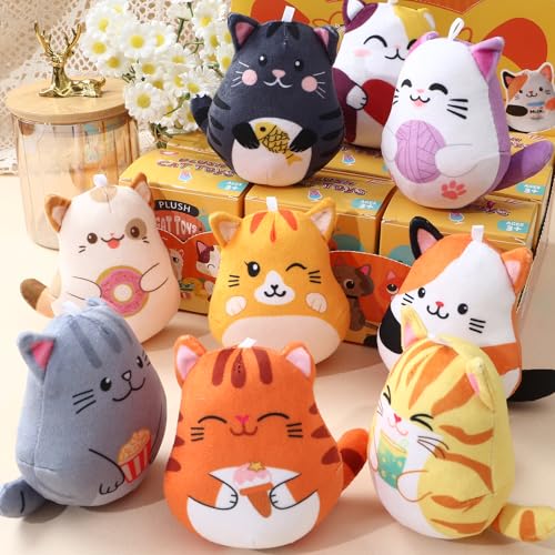 Image of Winrayk Cat Small Stuffed Animals with Blind Boxes, 9 Pack Mini Stuffed Animals Bulk Party Favors for Kids Boys Girls Birthday Gift Carnival Classroom Prize Goodie Bag Stuffer Pinata Filler Plush Toys