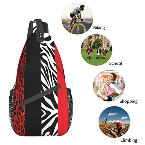 Sac de poitrine pour hommes imprimé léopard zèbre noir taille unique