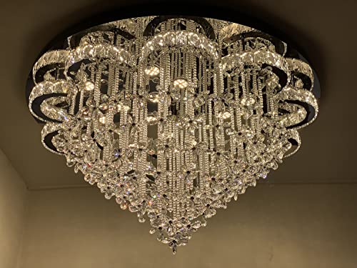 Flashing God W24'' Modern Crystal Chandelier for Living Room Dinning Room Crystal Raindrop Chandelier Flowers Ceiling Lighting LED Dimmable 2700k 4500k 6000k - Image 4