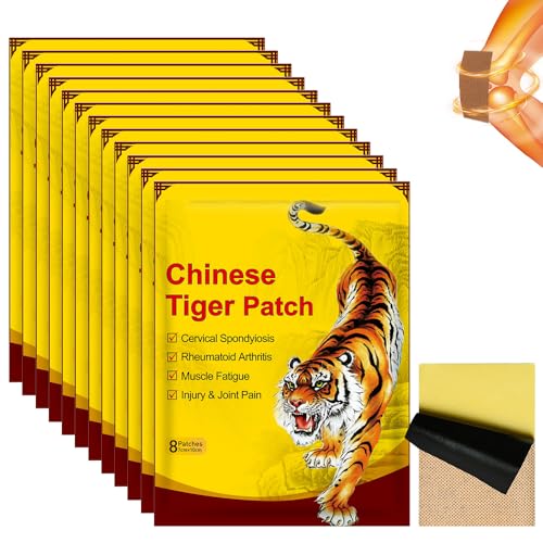 WDKXCN 96 Pcs Pain Relief Patches Chinese Tiger Plasters Ultra Strength Herbal Knee Pain Relief Patches up to 8h for Arthritis Muscle Lumbar Spine Back Joint Penetrating Heat Action