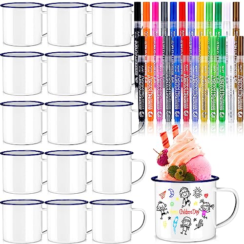 Hoolerry 36 Pieces Painted Mug Decorating Kit DIY Coffee Mug Painting Kit Graduation Personalized Cup You Can Decorate Coffee Design Your Own Cup for Craft Decor Drinking Christmas Fathers Day