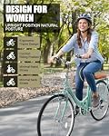 CamPingSurvivals 24/26 Inch Foldable Bike Folding Bicycle, 7 Speed Beach Cruiser Bike with Lock, Comfort Back Seat, Foldable Basket & Ergonomic Upright Frame, Cruiser Bicycle for Adults