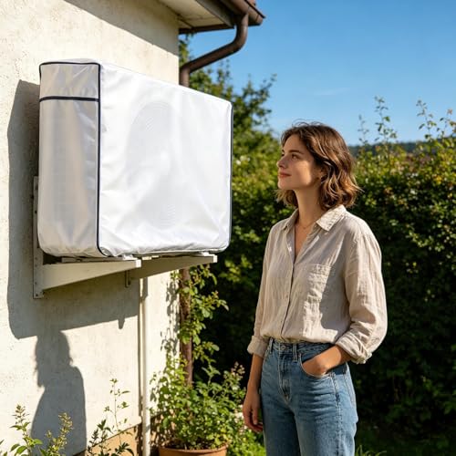 Außengehäuse Für Klimaanlage- Winddicht Vollabdeckung, Außenklimaanlage Kondensator Abdeckung | Für den Einsatz im Freien, Bäume, ein, Auf der Terrasse, Gegen Kiefernbarren-3