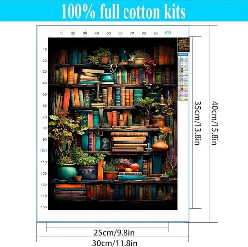 Image of 4 Pack Book Flower Stamped Cross Stitch Kits for Adults - Embroidery Kits for Beginners Adults,11 CT Patterns Dimensions Counted Cross Stitch Kits for Arts Craft Kits12x16 inch