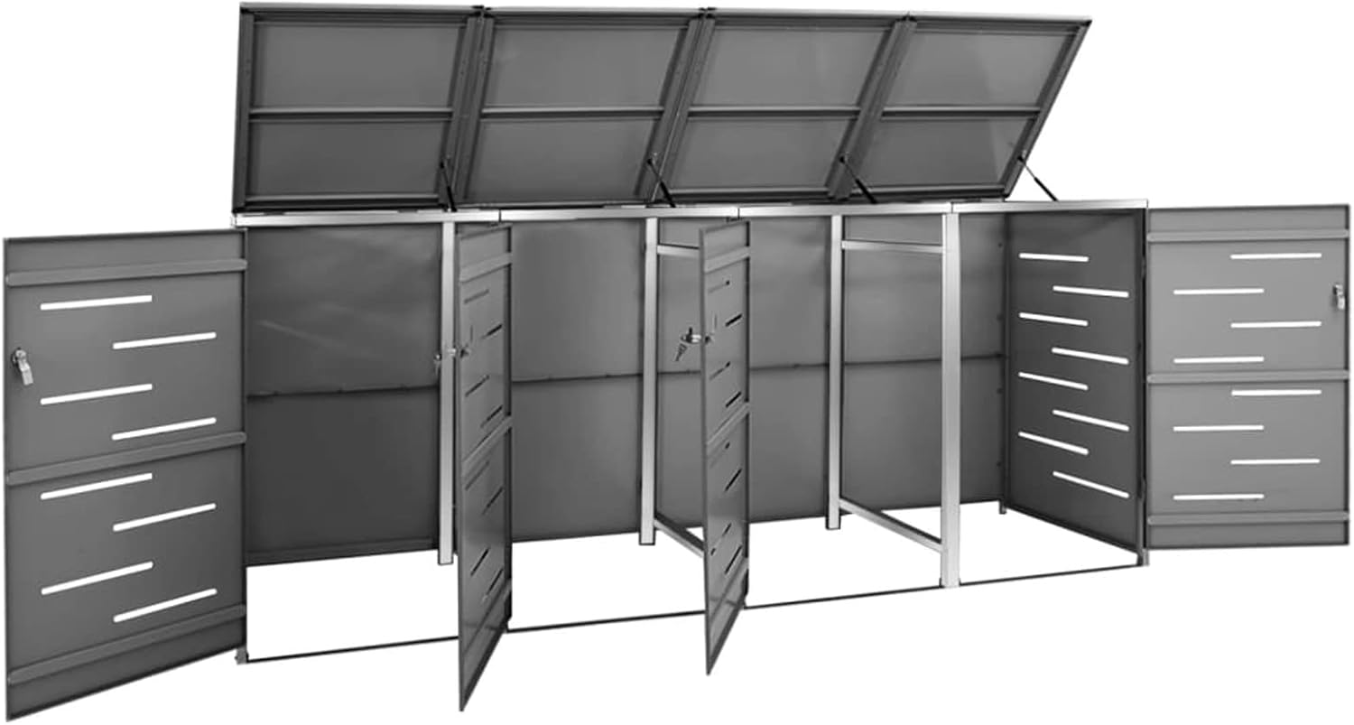 Emmtore Mülltonnenbox Für 4 Tonnen - 69x77,5x115cm, Anthrazit, Abschließbar