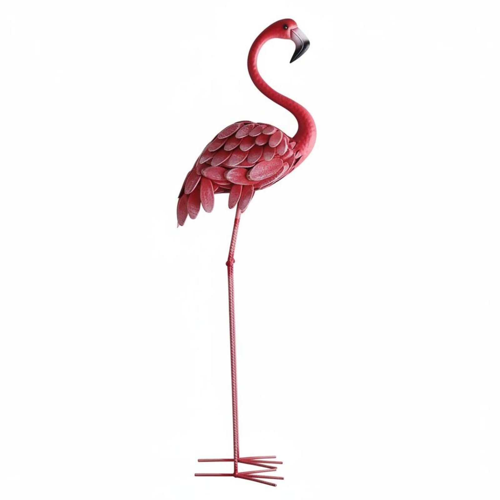 Statua da Giardino Flamingo Decorazione da Esterno Scultura Animale Ornamento per Esterni Figura Finitura a Piumaggio Stratificato E Silhouette, Rosa, Grande Altezza 120cm