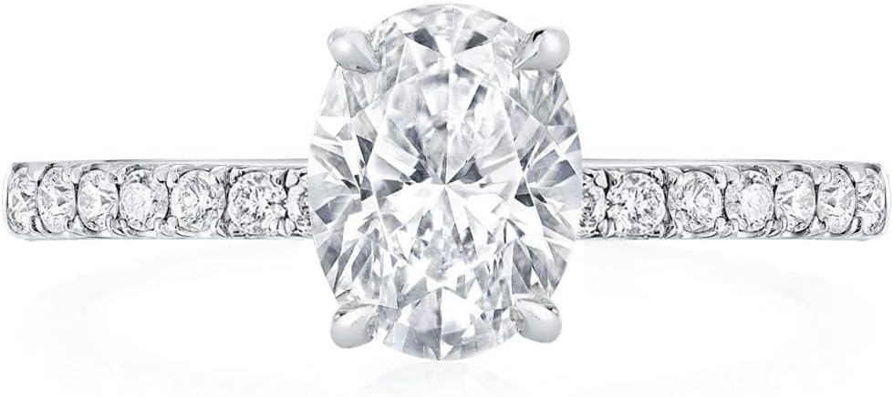 Bo.Dream 1.5ct/2ct Oval Cut Cubic Zirconia CZ Engagement Ring Rhodium Plated Sterling Silver