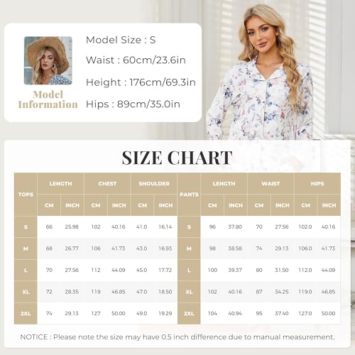 Image of LYCY Womens Pajama Sets Floral Print, Long Sleeve Button Down Pajamas Set for Women Soft Sleepwear Pjs 2 piece Loungewear