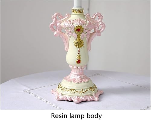 Miniatura 4 de NOLLAM Lámparas de Mesa Lámpara de mesa para dormitorio de niña, lámpara de noche decorativa con lazo rosa, con pantalla de tela estilo princesa,