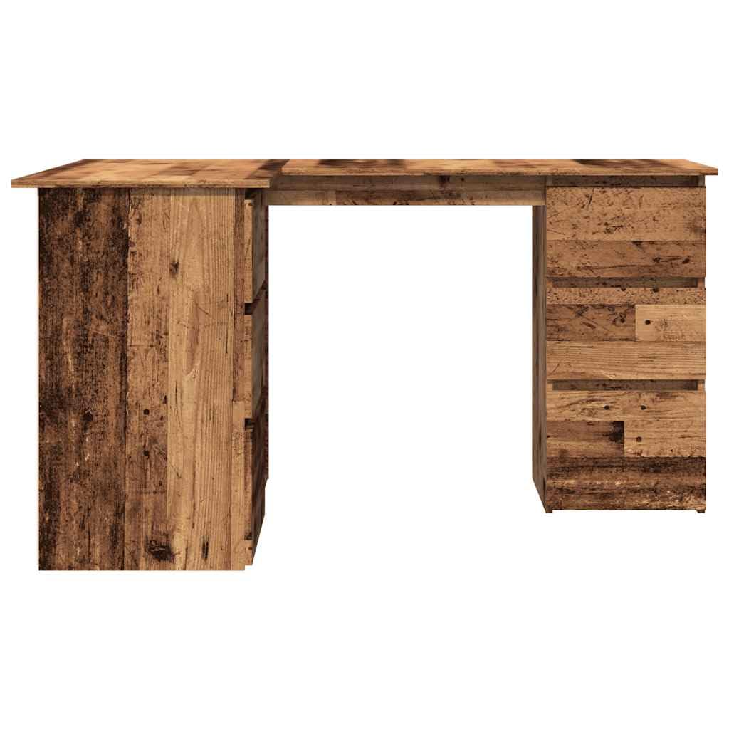 vidaXL Bureau d'angle vieux bois 145x100x76 cm bois d'ingénierie, bureau, bureau d'étude, mobilier de bureau à domicile, bureau d'ordinateur