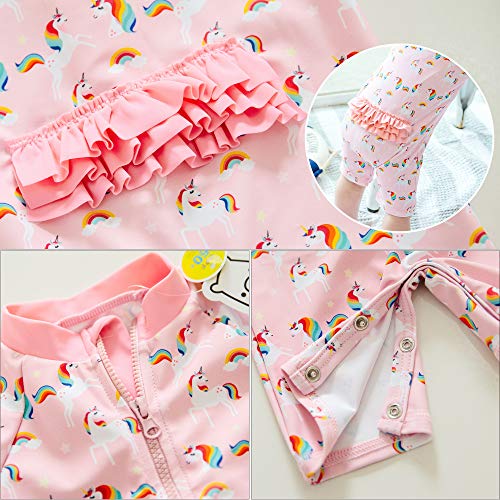 Image of VAENAIT BABY Girls One-Piece Swimsuit, UPF 50+ Long Sleeve Rash Guard, Ruffle Swimwear Infant & Toddler for 0-2 Years