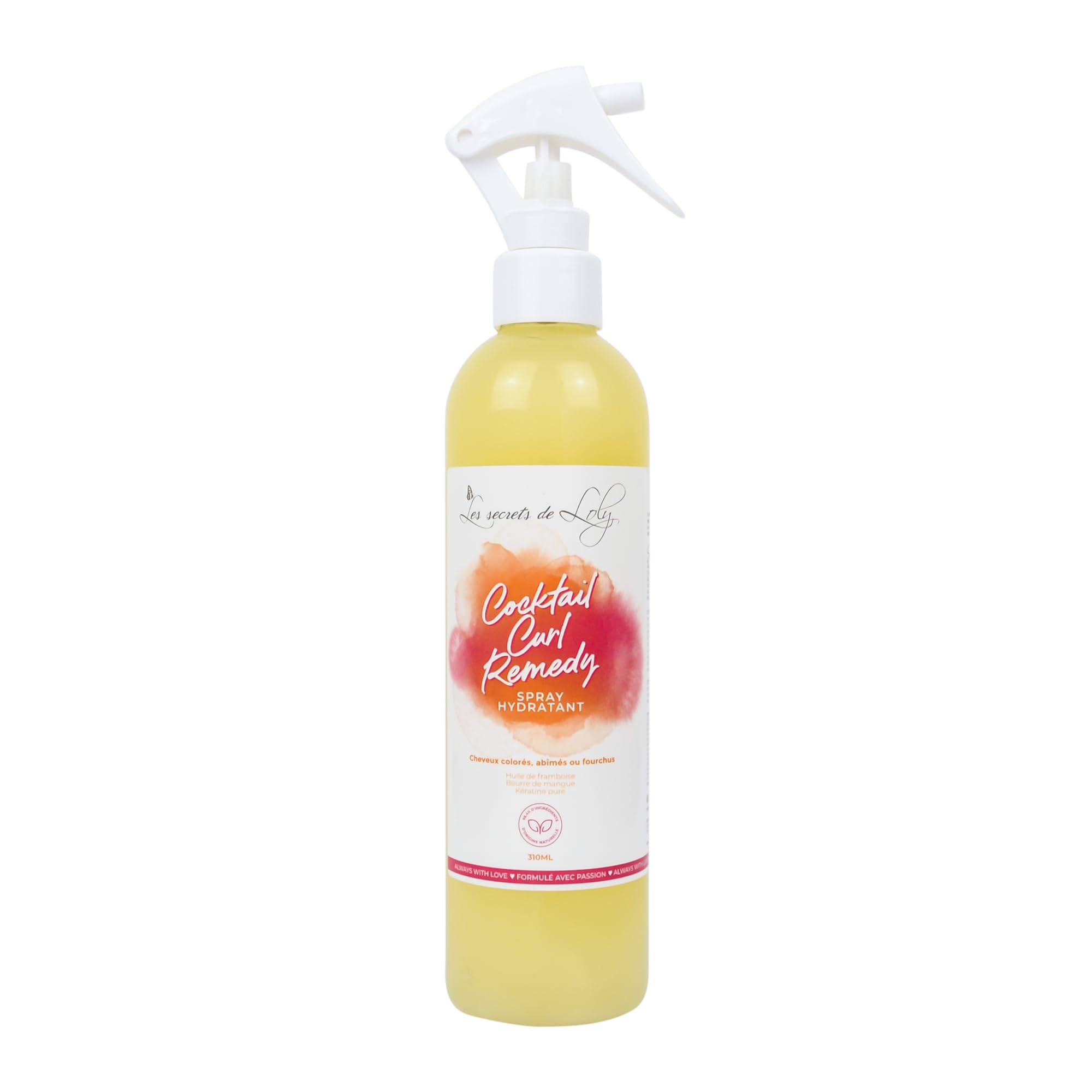 Les Secrets de Loly – Cocktail Curl Remedy – Spray capillaire hydratant Réparateur anti-​fourches – Cheveux naturels, colorés ou en transition – +​98,​4% d'origine naturelle – 310 ml