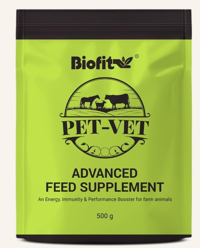 Biofit Pet Vet Advanced Cattle Feed Supplement 500gm New CFC Powder Milk Gainer additive for Cattle,Cow,buffelow Horses, Sheep, Goats and Poultry