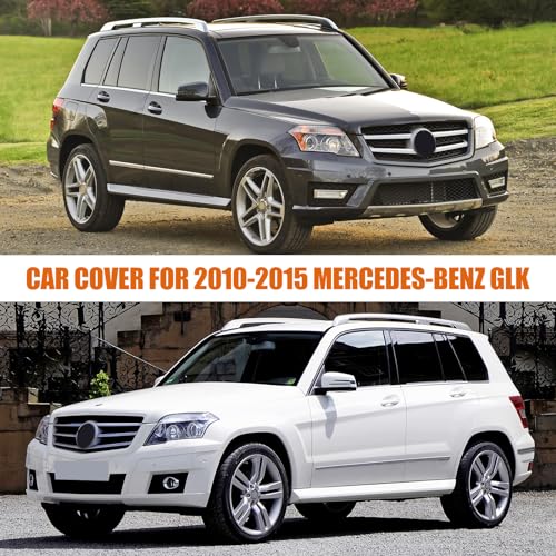 Image of Waterproof Car Covers Replace for 2010-2015 Mercedes Benz GLK 280 300 350, 6 Layers All Weather Car Cover with Zipper Door & Windproof Bands for Snow Rain Dust Hail Protection