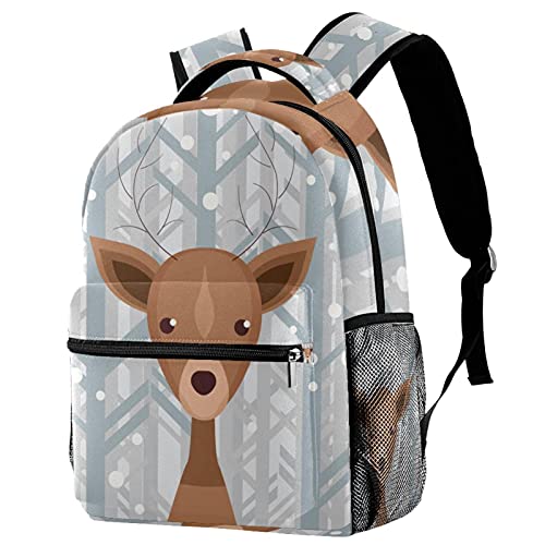 Sac d'école motif cerf résistant pour soulager le dos des élèves