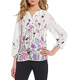Ivanka Trump Women's Floral Border Print Peasant Top