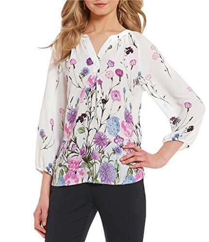 Ivanka Trump Women's Floral Border Print Peasant Top