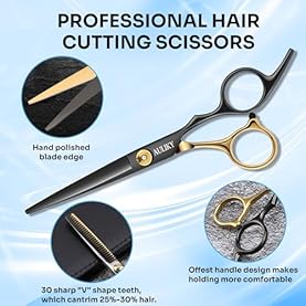 Alternative view of Hair Cutting Scissors Shears Kits, 15 Pcs Professional Stainless Steel Hairdressing Shears Set Thinning Scissors for Barber/Salon/Home/Men/Women/Kids/Adults