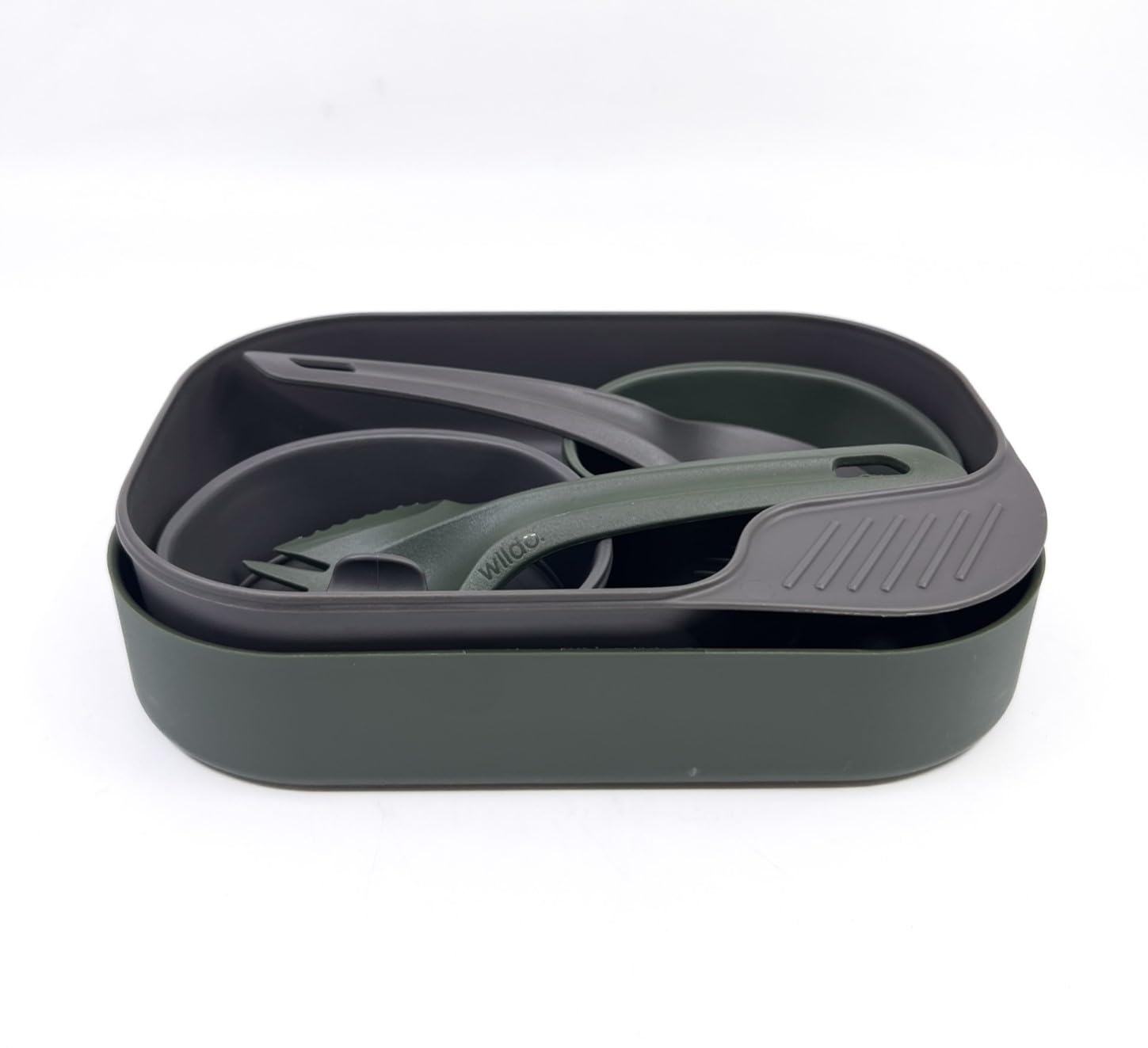 Wildo Wildo CAMP-A-BOX DUO Outdoor Army Geschirr Besteck Überleben Camping Set Olive Green/Dark Grey One Size