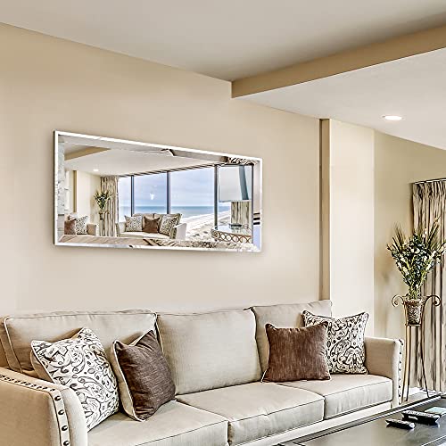 Chende Large Living Room Mirror For Wall Decor, 47" X 22" Bathroom Mirror With 2" Big Beveled Edge And Stainless Steel Frame, Full Length Mirror For Dressing Room, Bedroom #TOP4