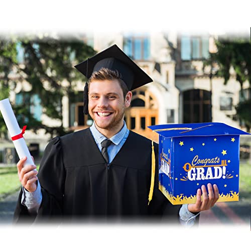 Image of Outus 2026 Grad Card Box with Tassel Congrats Graduation Cap Card Holder for Graduation Gift Box Party Supplies(Blue,Stylish)
