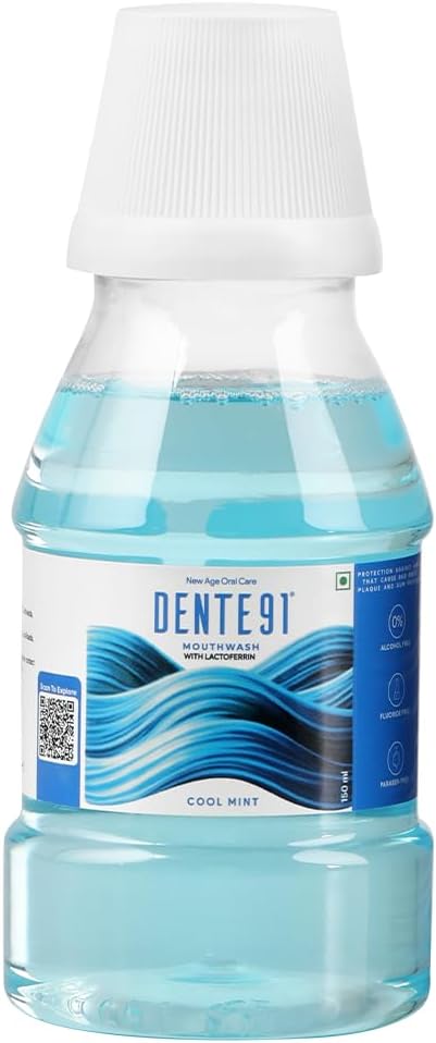 Cool Mint Mouthwash | Bad Breath Removal & Fresh Breath Care | Anti-bacterial & Anti-fungal | Gum Care Toothpaste Companion | Alcohol-Free, Paraben-Free, Fluoride-Free | No Burning Sensation