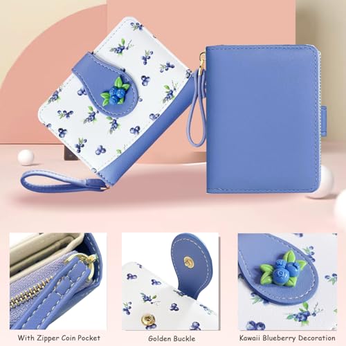 Image of Sunwel Fashion Girls Cutest Prints Wallet Card Slots Small Wallet with Zipper Coin Pouch Wallet for Women