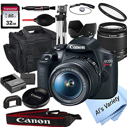 Canon EOS Rebel T7 DSLR Camera with 18-55mm f/3.5-5.6 is Zoom Lens + 32GB Card, Tripod, Case, and More (18pc Bundle)