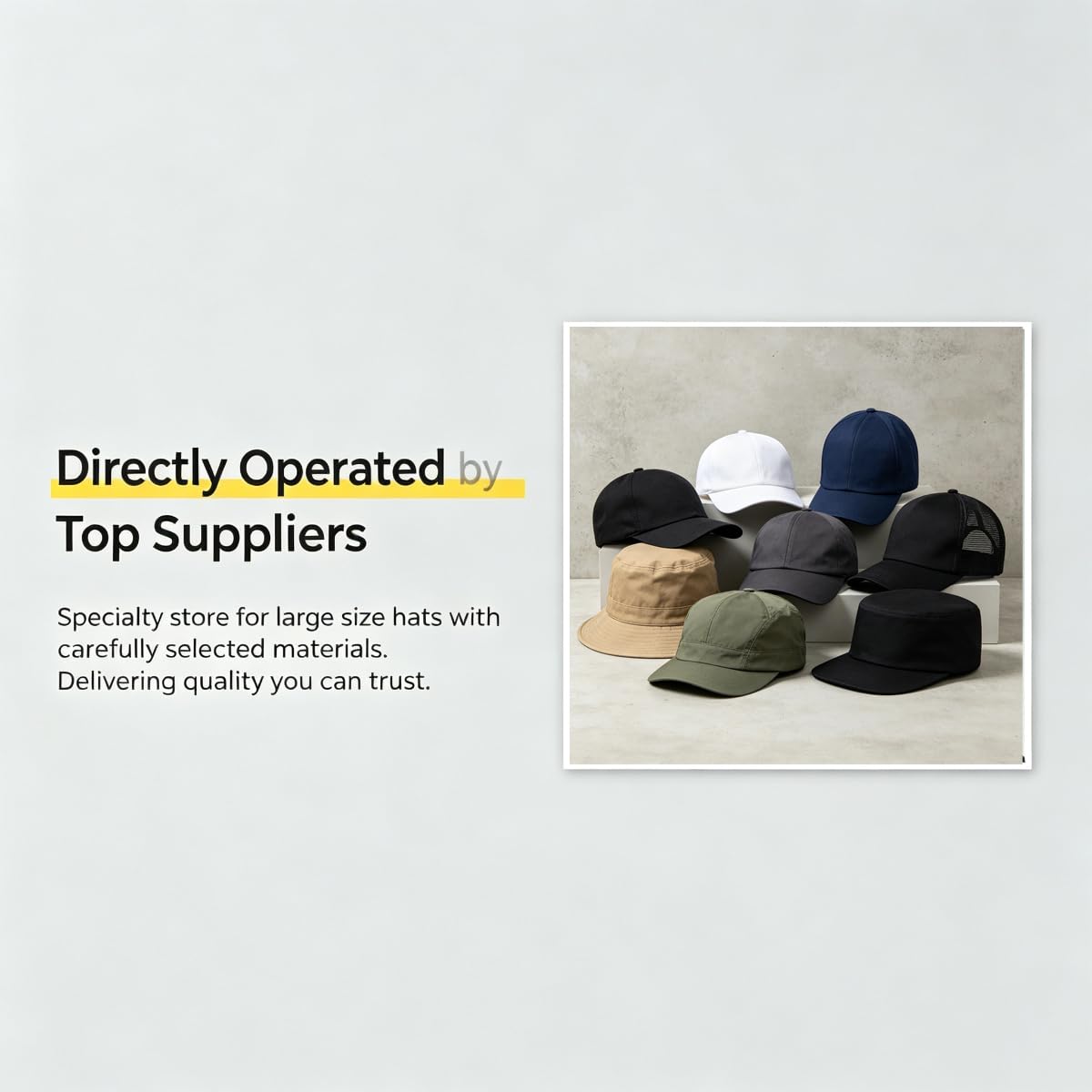 Oversize XXL Alta Corona Baseball cap Grande Testa Cappelli per Uomo papà Cappello Regolabile Plain Running cap 23.6"-65 cm, Nero, XXL/3XL