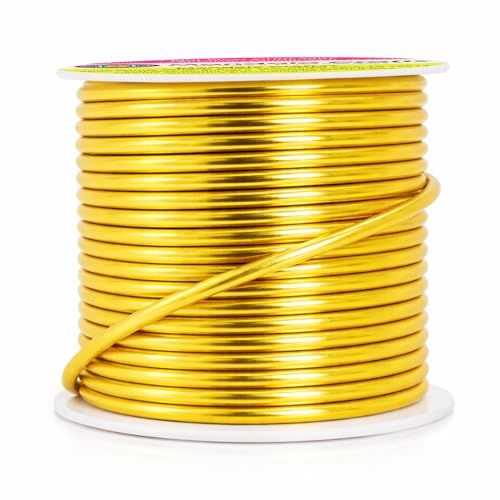 Image of Mandala Crafts 10 Gauge Anodized Aluminum Craft Wire for Jewelry Making - 32 FT Colored Flexible Light Gold Tone Wire - Bendable for Bonsai Armature Crafting Sculpting