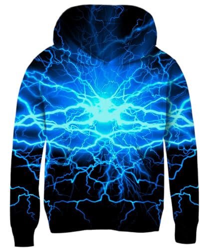 Fanient Hoodie Jungen Unisex 3D Bedruckt Fleece Pullover Blauer Blitz...