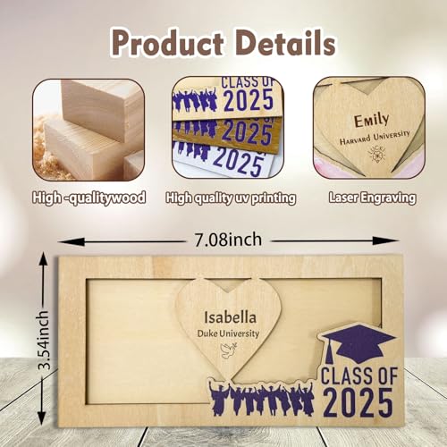 Personalized Graduation Money Holder - Custom Wooden Graduation Card Box Cash Holder Envelope for Class of 2025 Graduates2