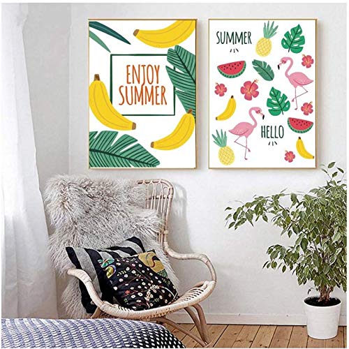 Toile peinture flamant rose 50x70 d'art moderne pour décoration épurée