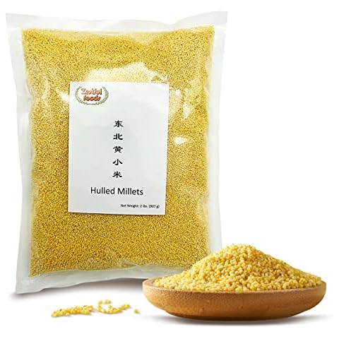 Zestful Foods Hulled Millets,millet grain,millet seed,millet flour gluten free,Whole Grain,Organic,2 Pounds Cover