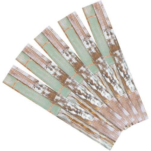GLEAVI Pegatinas Autoadhesivas para Suelo de PVC 15X90 CM 5 Piezas Efecto Madera Marrón y Verde Extraíbles y Decorativas para Baño Dormitorio Cocina y Oficina