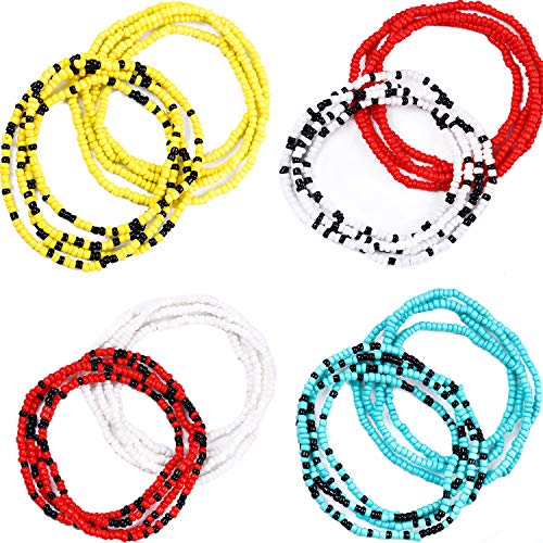 Tuoshei 8 Piece Summer Jewelry Waist Bead Set,Colorful Waist Bead, Belly Bead, African Waist Bead, Body Chain, Beaded Belly Chain, Bikini Jewelry for Woman Girl (8 pcs)