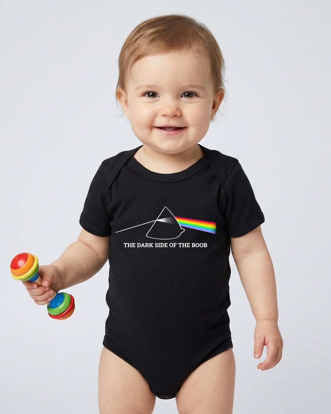 DARK SIDE OF THE BOOB Baby Onesie, 100% Cotton, Sizes 3-24m, Unisex-Babies, Rock Band Baby Bodysuit