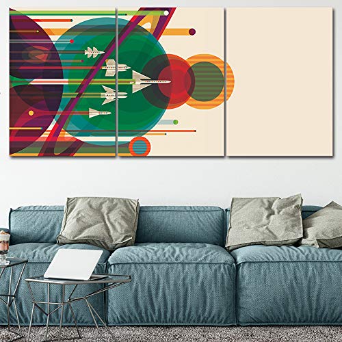 Affiche modulaire pour salon design haut de gamme triptyque avion géométrique